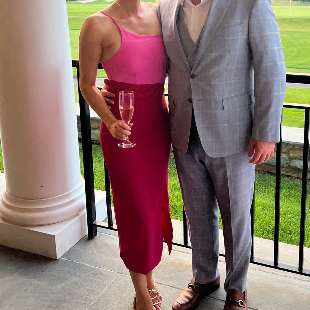 Pink Colorblock- One shoulder